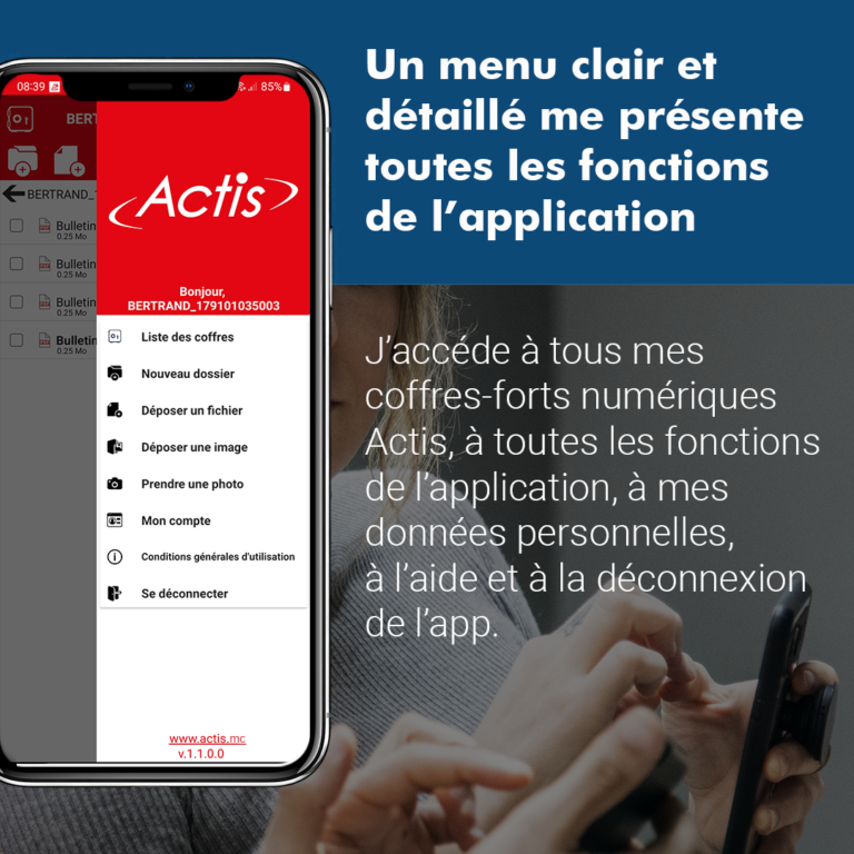 Application mobile coffre-fort numérique Actis